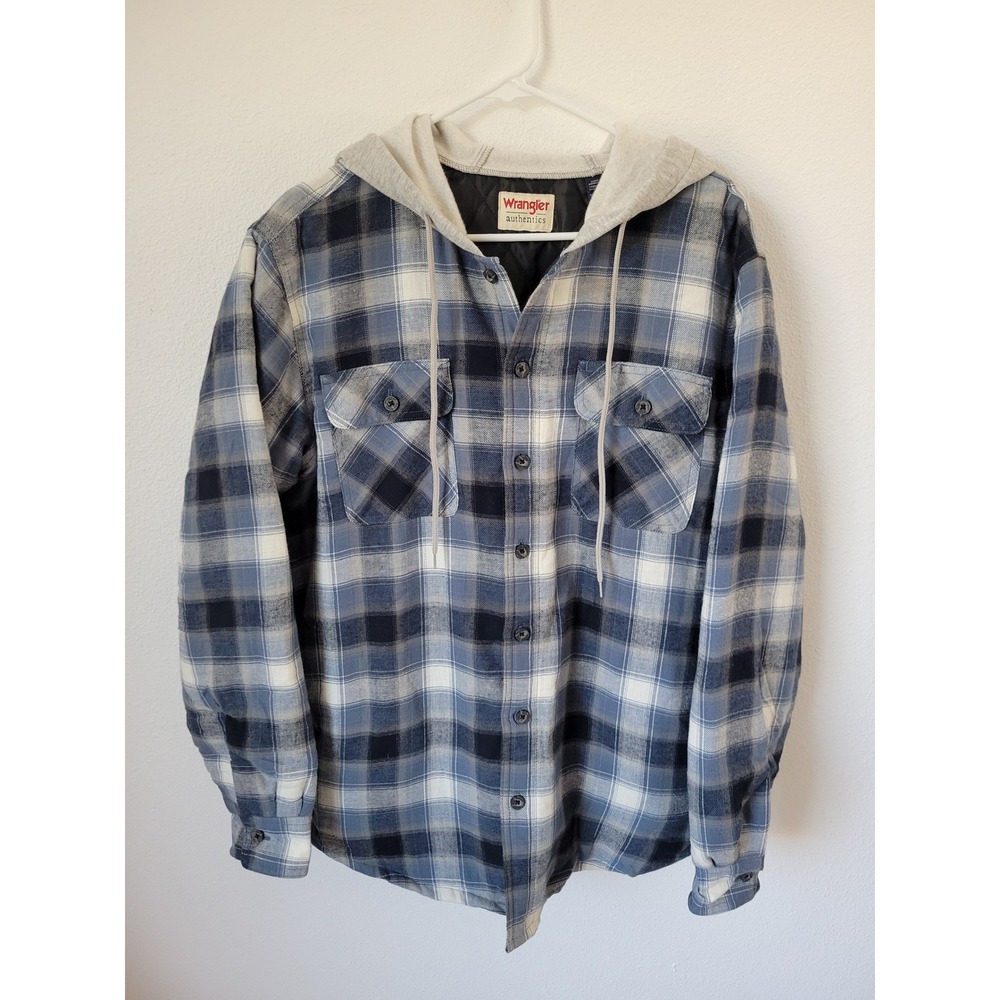 Wrangler‎ Hooded Blue Plaid Shacket – Men's Medium